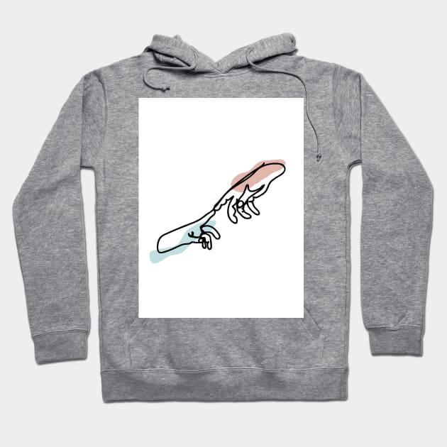 Minimal  Line Drawing Hands Touching Hoodie by Art Designs